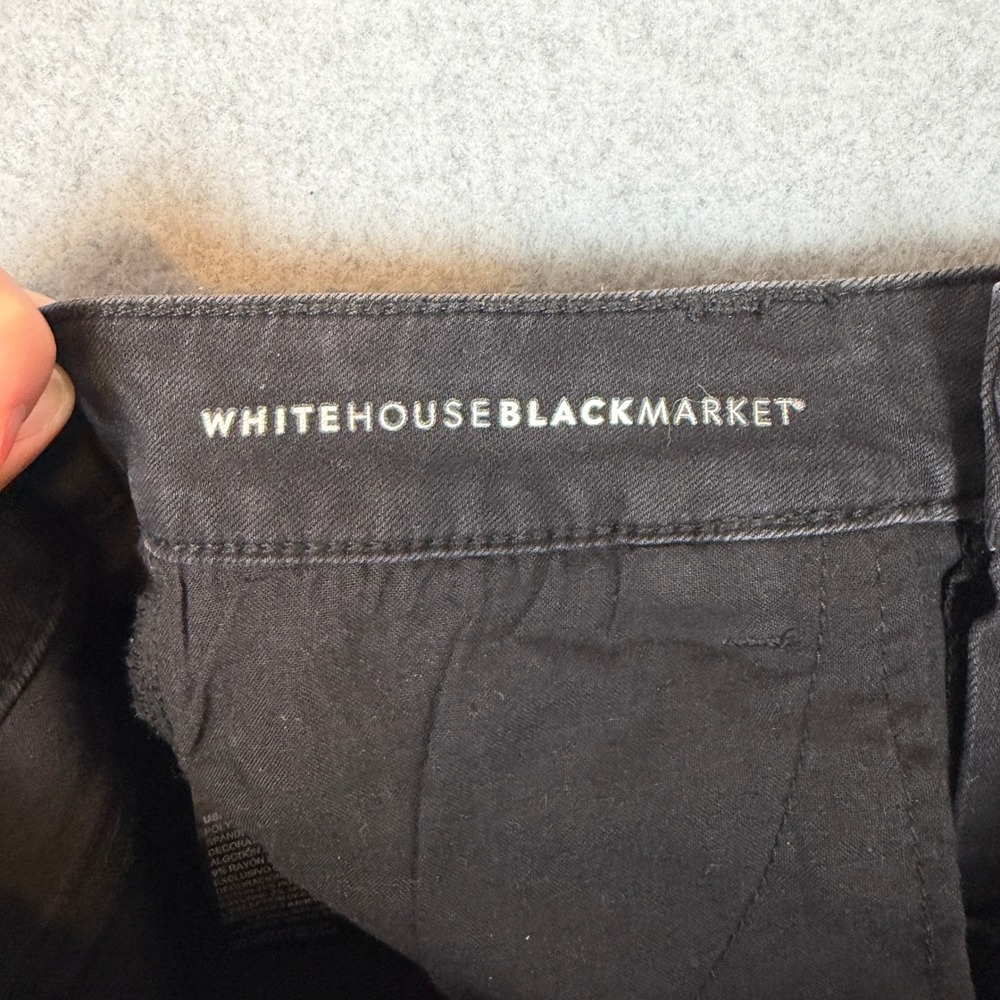White House Black Market The Skinny Ankle Jeans Black Embellished Beaded Size 0 - Picture 9 of 12